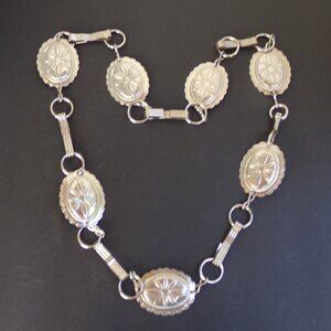 Metal Belt Silver-Tone Look Western Rodeo Cowgirl